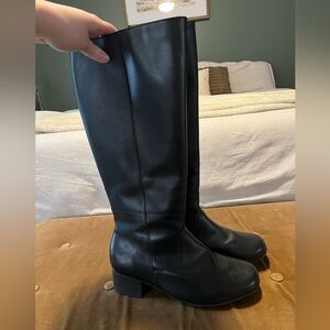 Black Leather Knee-High Boots